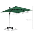 thumbnail image 3 of Outsunny Parasol Suspendu Déporté Carré 8'x8' pour Patio avec Base en Croix Vert, 3 of 10