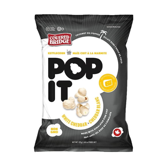 125g Covered Bridge Pop It White Cheddar Popcorn 11 Pack