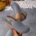 thumbnail image 4 of WLOELOEW Hollow Out Platform Sandals For Women In Gray Wedge Heel Pu Material Foot Length 10.24 Inches Us Size 9, 4 of 6