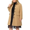 thumbnail image 4 of GRACE & GRANDEUR Women's Plus Size Peacoat Single-Breasted Mid-Length Overcoat, 4 of 6