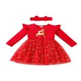 thumbnail image 1 of Robe de Noël pour Bébé Fille à Imprimé d'Orignal, Princesse, Tulle, Tutu, Serre-Tête, 1 of 6