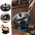 thumbnail image 1 of Uncoated Big Belly Iron Pot with Lid, Non-stick Flat Pon for Cooking and Stewing, Hand-forged Non-stick Iron Pon without Coating, for Induction Cooker Gas (9.5 In + Glass cover), 1 of 9