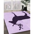 thumbnail image 3 of Ahgly Company Tapis d'Intérieur Lavable à la Machine, Carré, Transitionnel, Fleur Violette Violette, Tapis de Zone, 5 Pieds Carré, 3 of 7