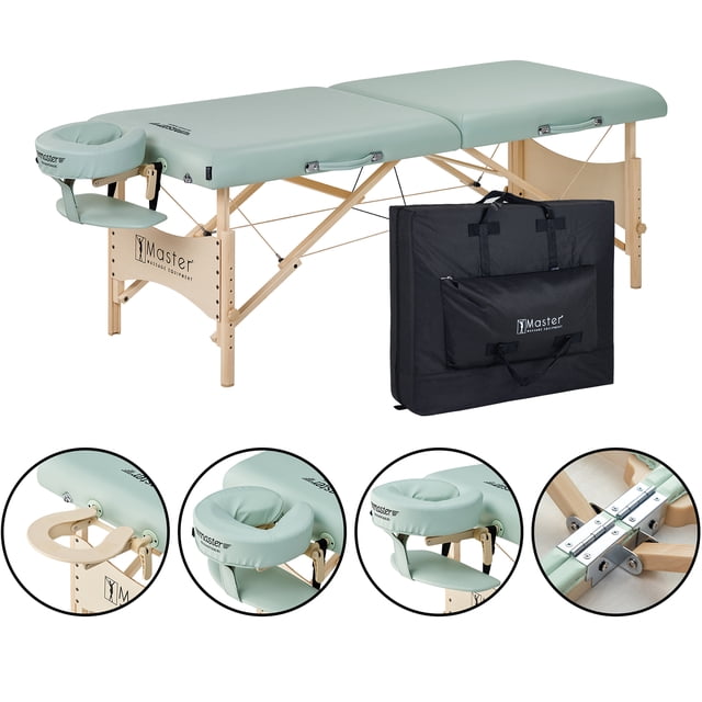 MHP Paradise Ulco S28 Portable Massage Table(Lily Green Vinyl w/ Nature legs)