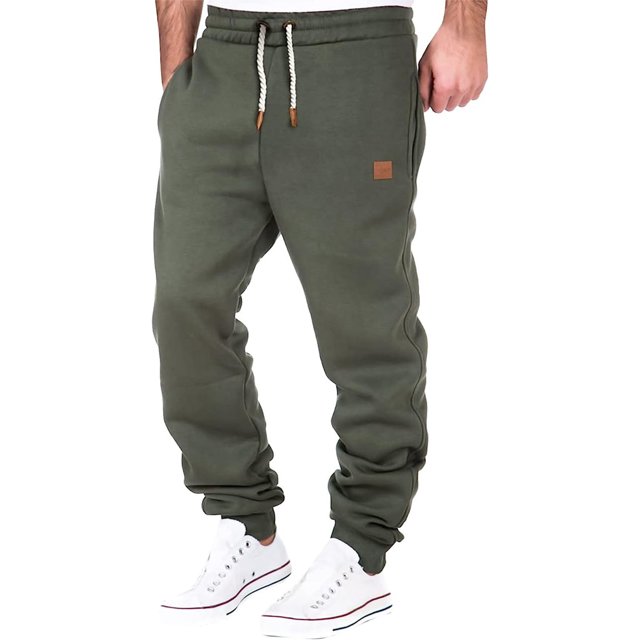 Faithtur Men Athletic Pants, Elastic Waist Drawstring Trousers Fall Casual Pants with Pockets