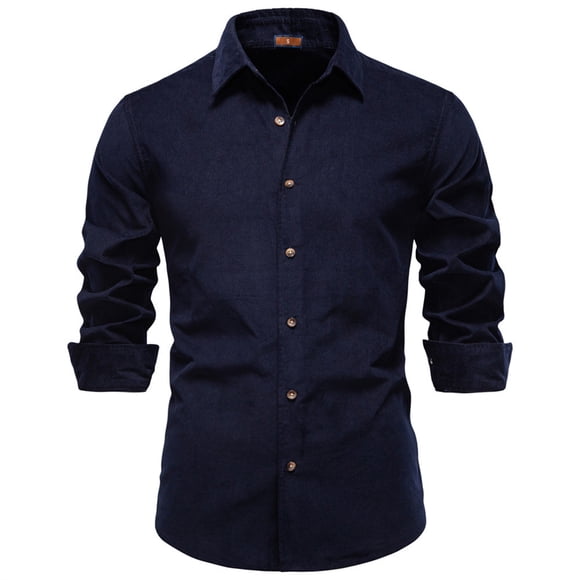 Grrvtrz Chemises en Velours Côtelé pour Hommes à Boutons, Surchemises Décontractées à Manches Longues avec Col, Chemise Western pour le Travail Quotidien et les Tenues Habillées