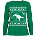 thumbnail image 1 of Dinosaurs Chandail de Noël Laid Vert T-Shirt à Manches Longues pour Femmes, 1 of 1