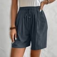 thumbnail image 4 of Women's Elastic Waist Knee Length Casual Cotton Shorts with Drawstring, 4 of 9