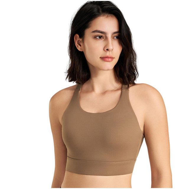 Yuyuzo Sports Bras for Women Wireless Round Neck High Support Seamless Full Coverage Workout Crop Tank Tops