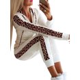 thumbnail image 1 of Innerwin Ensemble de Jogging Imprimé Léopard Survêtements pour Femmes Sweat à Capuche Confortable 2 Pcs Blanc 3TG, 1 of 7