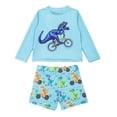 thumbnail image 1 of Swim Trunks Baby Boys 2 Pieces Boy Surf Swimsuit Long Sleeve Cartoon Color Block Swimwear Spring Bathing Suits For Kid 2-3T, 1 of 7