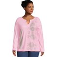 thumbnail image 1 of Just My Size Womens Split Neck Long Sleeve Graphic Tee, 4X, 1 of 2