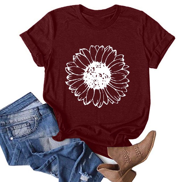 Babysbule Liquidation de Hauts pour Femmes T-shirt à Col Rond Imprimé à Manches Courtes de Mode pour Femmes Chemise Décontractée Ample Hauts