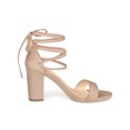 thumbnail image 3 of BLISSFUL STEP Sandales pour Femmes Unies d'Été à Talons Blocs à Lacets Nude 8, 3 of 7