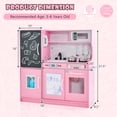 thumbnail image 3 of Costway Kid's Pretend Play Kitchen Toddler Kitchen Playset with Blackboard Pink, 3 of 10