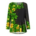 thumbnail image 4 of Qertyioot Hauts pour Femmes Mode Féminine T-shirt Imprimé pour la Saint-Patrick Col Rond Manches Longues Ample, 4 of 5