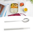 thumbnail image 3 of Stainless Steel Spoon and Chopsticks Sets, Portable Travel Utensils Including Metal Spoon Chopsticks with Case Flatware for Home Outdoor Working Camping, 3 of 8