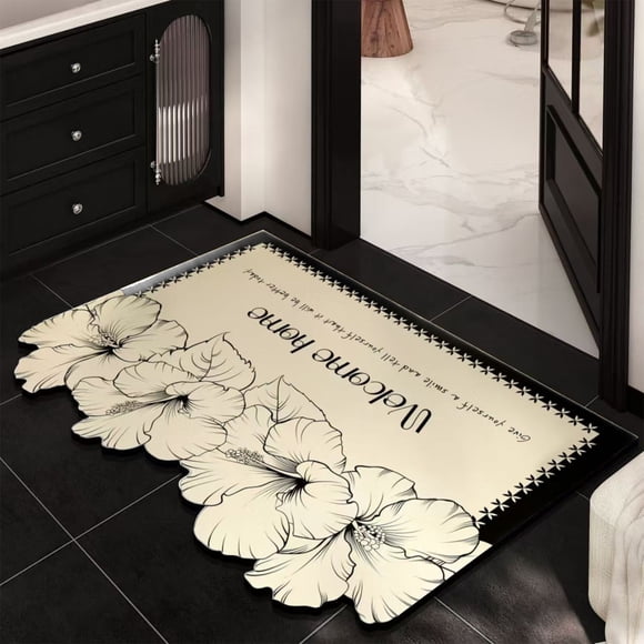 cpengpj Soft Fast-Absorbent Polyester Bathroom Mat 60x40cm Multicolor Non-Slip Entrance Doormat for Home Safety