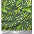 thumbnail image 1 of Soimoi Green Modal Satin Fabric Leaf Leaves Print Fabric by the Yard 42 Inch Wide, 1 of 3
