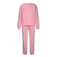 thumbnail image 4 of IROINNID Survêtement pour Femmes Ensemble 2 Pcs Liquidation Tenues Décontractées Hauts à Manches Longues Amples Ajustés Col Rond Pantalons Longs Ensembles Chandails Costume Tenues de Sport Ensemble,Pink, 4 of 9