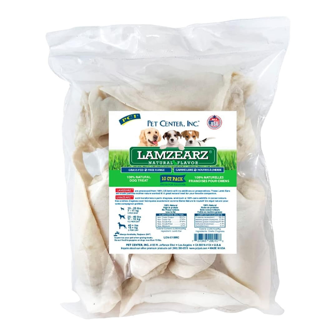 Pet Center Lamzearz 100 % natural Lamb Ears Dog Treat Medium/Large 10 Pack