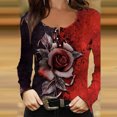 thumbnail image 2 of CEHVOM Femmes Aguichant Ajusté Boutons Décontracté Imprimé Manches Longues Col Rond Chemises Blouses Hauts, 2 of 5
