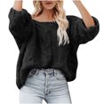 thumbnail image 2 of RKSTN Chandails pour Femmes Mode Manches Amples Chandail à Enfiler Hauts Blouse Chandail Tricoté Chandails d'Automne, 2 of 5