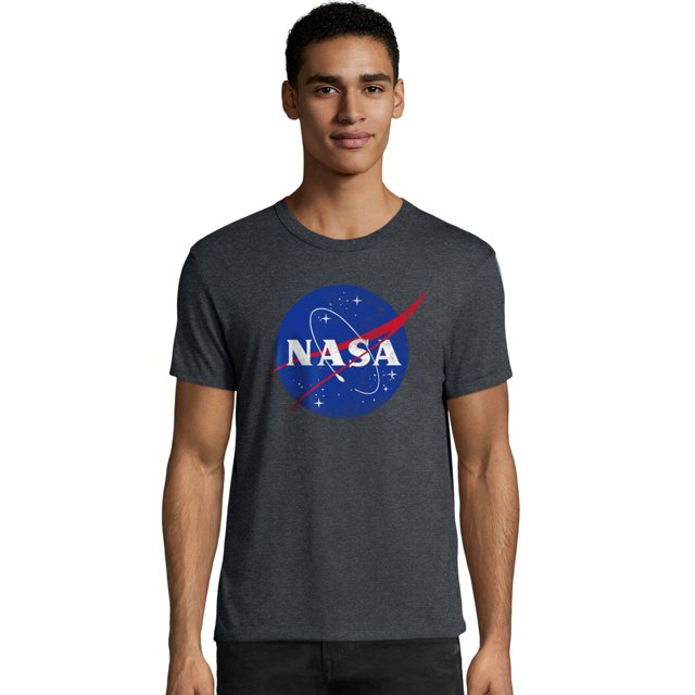 Hanes T-Shirt Graphique pour Hommes, TG, NASA Meatball/Slate Heather