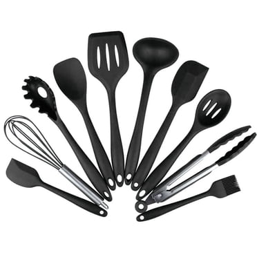 10PCS Cooking Utensils Kitchen Utensil Set Silicone Kitchenware Set Stainless Steel Handle Cookware Set Chef Nonstick