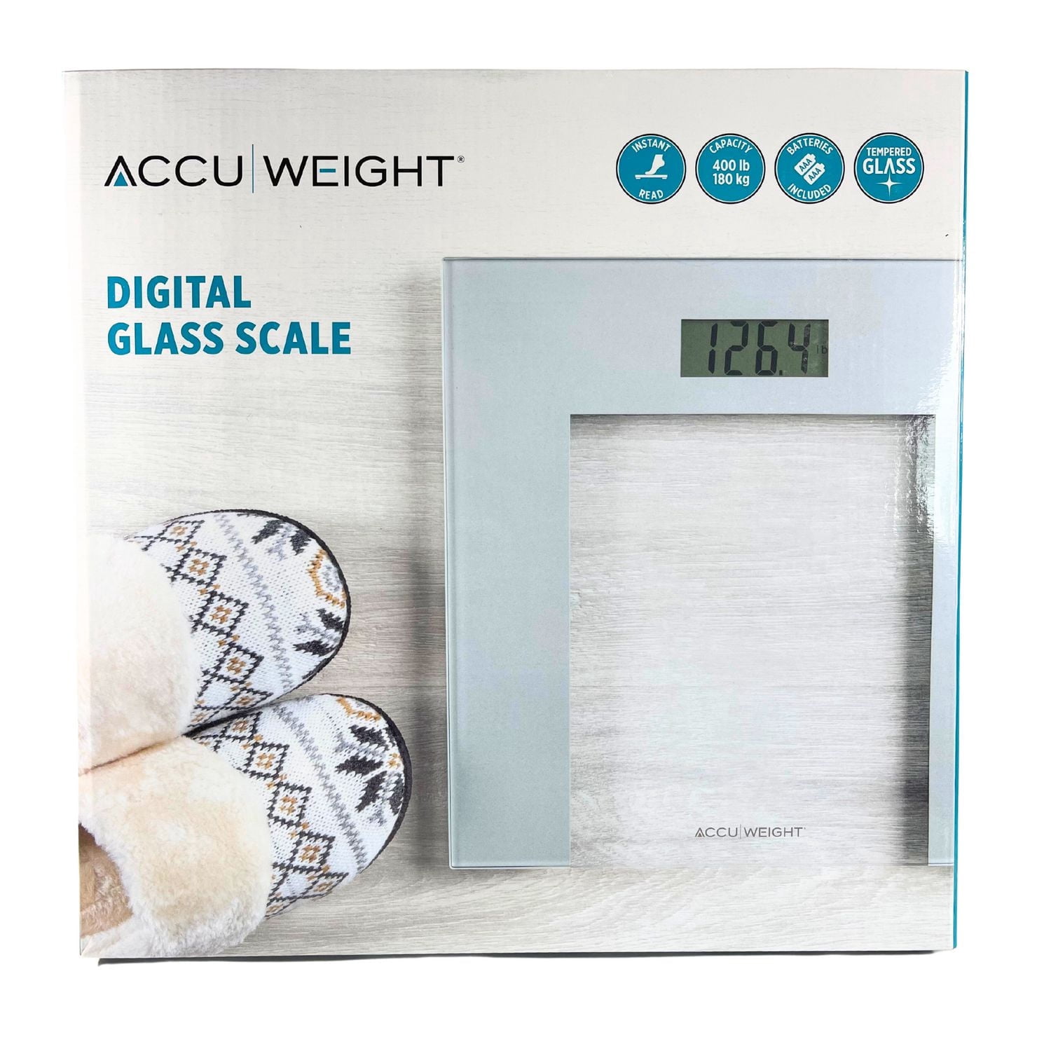Pèse-personne numérique de 400 lb en verre trempé, Accuweight