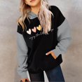 thumbnail image 2 of FAOWME Child Long Sleeve Color Matching Printed Letters Hooded Sweatshirts Pullover Tops Black 7-8 Years, 2 of 4