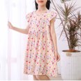 thumbnail image 2 of Robe d'Été pour Fille à Manches à Volants, Décontractée et Fluide, Robe Tunique Évasée à Motif Floral, Robe Chemise, Robe d'Été 3-15 Ans, 2 of 6