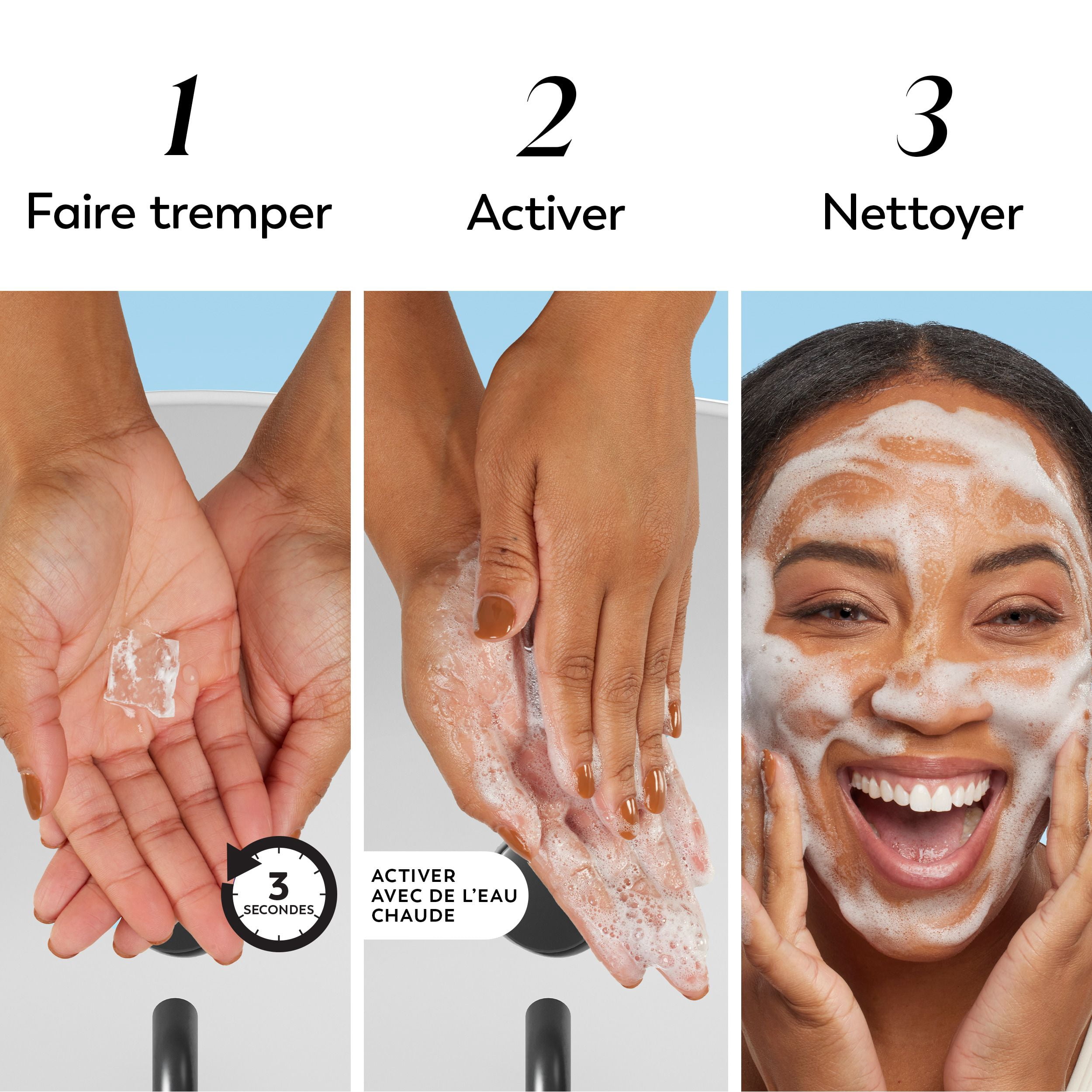 Nettoyant Pour Le Visage Olay, Nettoyant Fondant + Nettoyant Doux Pour Le Visage, Activé Par L’Eau, Nettoie, Tonifie Et Rafraîchit La Peau, Sans Parfum, Peau Sensible, 32 Unités