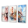thumbnail image 3 of Designart "Architectural Marvel Red Bridge II" Paysages Urbains Art Mural Encadré Ensemble de 3 - Cadre de Ponts Rouges en Toile pour Décoration de Salon, 3 of 6