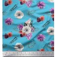 thumbnail image 1 of Soimoi polyester Crepe Fabric Fig,Succulent & Anemone Flower Print Sewing Fabric Yard 52 Inch Wide, 1 of 3