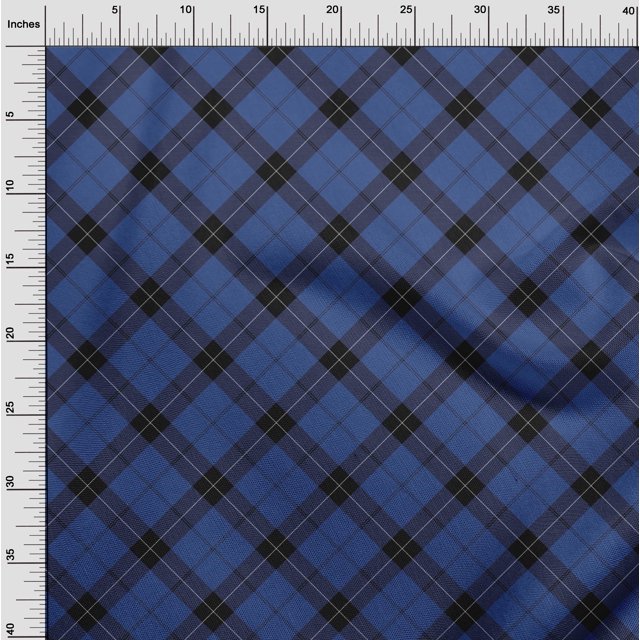 oneOone Georgette Viscose Fabric Tartan Check Printed Fabric 1 Yard 42 Inch Wide