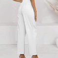 thumbnail image 5 of Timegard Lounge Pants for Women Elastic Waisted Button Straight Leg Ruched Casual Trousers with Pockets, 5 of 5