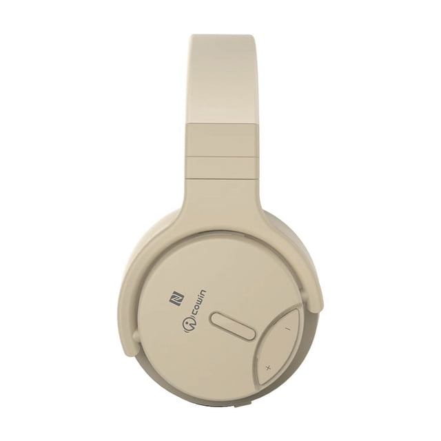 COWIN E7 Écouteurs Bluetooth à Réduction Active du Bruit en or, Dotés d'Un design Sans Fil Circum-Auriculaire avec Coussinets d'Oreille Protéinés et Embouts Pivotants à 90° pour le Confort. Inclut une Technologie Avancée de Réduction du Bruit, un microphone Intégré, un Appairage NFC et 30 Heures d'Autonomie par charge. Commandes Visibles sur l'Oreillette pour le Réglage du volume et l'Appariement, Idéal pour les Voyages, le Travail Ou les Loisirs.