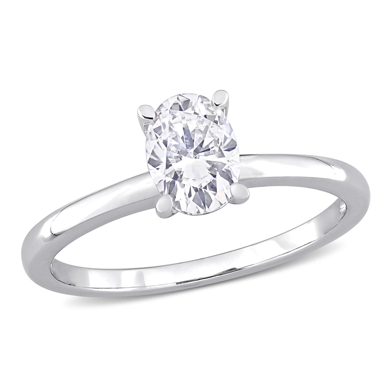 Bague de fiançailles solitaire de Miabella avec 1 CT PBT de moissanite de coupe ovale en argent sterling