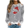 thumbnail image 1 of Besolor Chandail à Col Rond de Noël pour Femmes, Imprimé de Verre de Vin, Manches Longues, Chandails Mode, Hauts Graphiques Flocon de Neige, 1 of 4