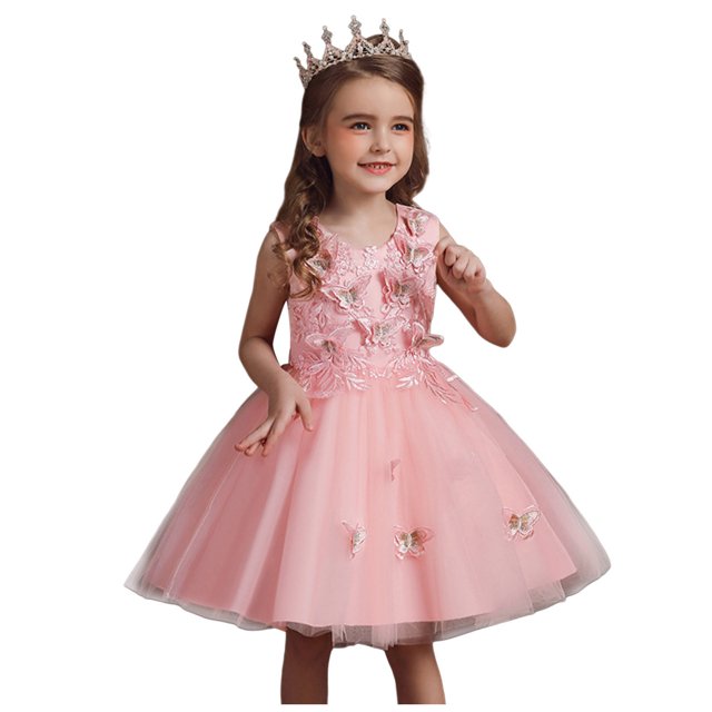 LUOGENLI Robe Enfants Filles Été Mode Jupe en Tulle Imprimée Robe de Princesse Robe Bouffante Vêtements pour Enfants Robe pour Filles Tendance Printemps 4-5 Ans