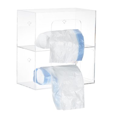 Unique Bargains Trash Bag Dispenser Roll Holder, Wall Mount Acrylic Garbage Bag Dispenser Storage Box for Garbage Bag Square