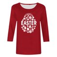 thumbnail image 4 of RKSTN Hauts Grande Taille pour Femmes Oeufs de Pâques Lapin Mignon Imprimé Coupe Ample Hauts Col Rond Manches 3/4 Printemps Été Blouse Douce Hauts, 4 of 4