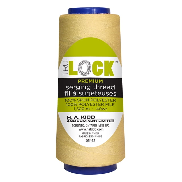 UNIQUE CREATIV TRULOCK 40 wt Polyester Serging Thread 1500 Meter (1640 yd) Cone, Gold - 100% polyester