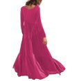 thumbnail image 3 of Long Sleeve Dress Women Womens Solid Color Loose Long Sleeve Long Dress Round Neck Asymmetric Layered Beach Long Dress Womens Long Sleeve Dress Cold Shoulder Dress for Women, 3 of 6