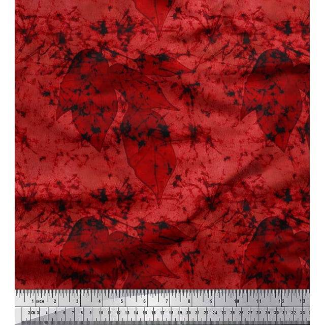 Soimoi Viscose Chiffon Fabric Leaves & Texture Decor Fabric Printed Yard 42 Inch Wide