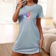 thumbnail image 2 of Mrat Pyjama pour Femmes Robe pour Femmes Pyjama Manches Courtes Chemise de Nuit Décontractée Imprimée Robe de Nuit Ample Confortable Pyjama Nuisette S-98 Bleu TG, 2 of 7