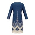 thumbnail image 4 of Babysbule Liquidation Robes d'Automne pour Femmes Mode Femmes Décontracté Élégant Col Rond Imprimé Été Manches Longues Poches Robe, 4 of 5