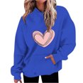 thumbnail image 1 of Penkiiy Sweat à Capuche Imprimé Col Rond pour Femmes, Manches Longues, 3TG Bleu, 1 of 5