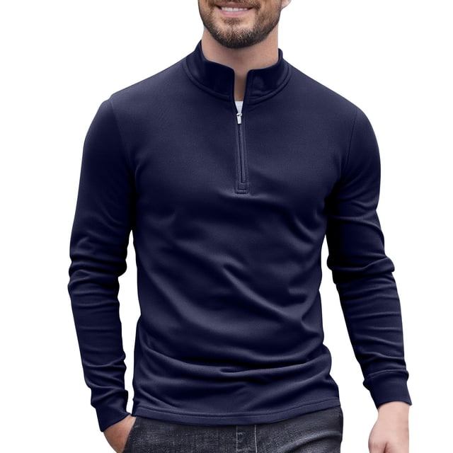 Dagugfen Quarter Zipper Pullover Men Long Sleeve Slim Fitted Thermal Base Layer Running Workout Tops